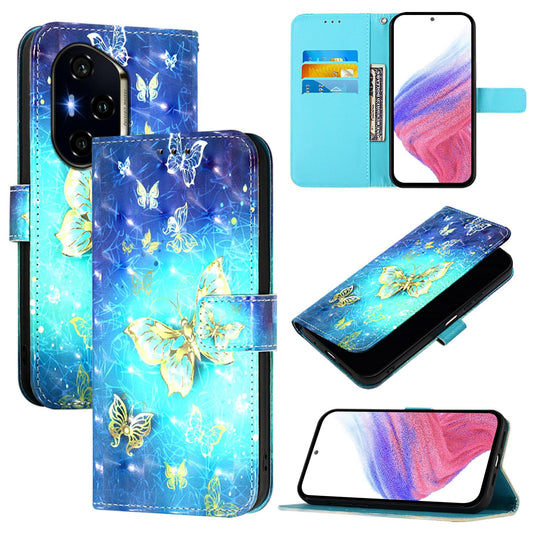 Honor 300 Pro Leather Flip Phone Case with 3D Painted Design, Card Holder, Wallet & Stand Function - Durable Protection & Easy Access