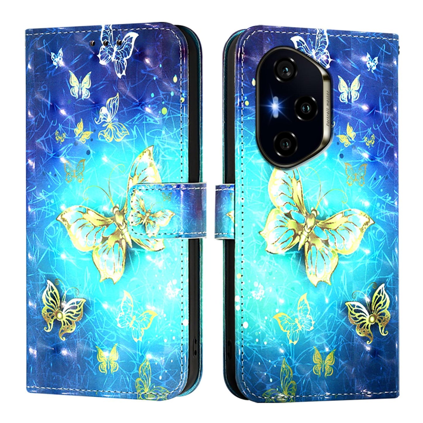 Honor 300 Pro Leather Flip Phone Case with 3D Painted Design, Card Holder, Wallet & Stand Function - Durable Protection & Easy Access
