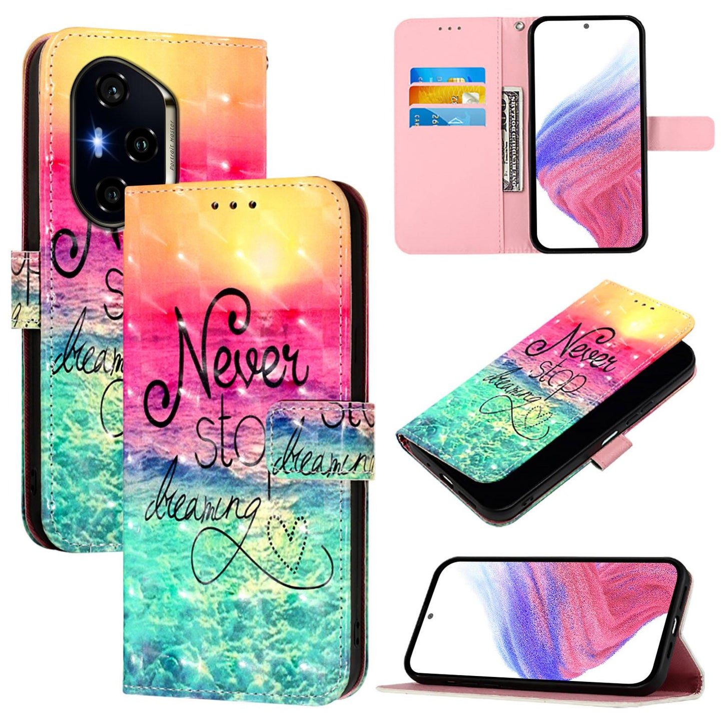 Honor 300 Ultra Leather Flip Phone Case with 3D Painted Design, Card Holder, Wallet & Stand Function - Durable Protection & Easy Access