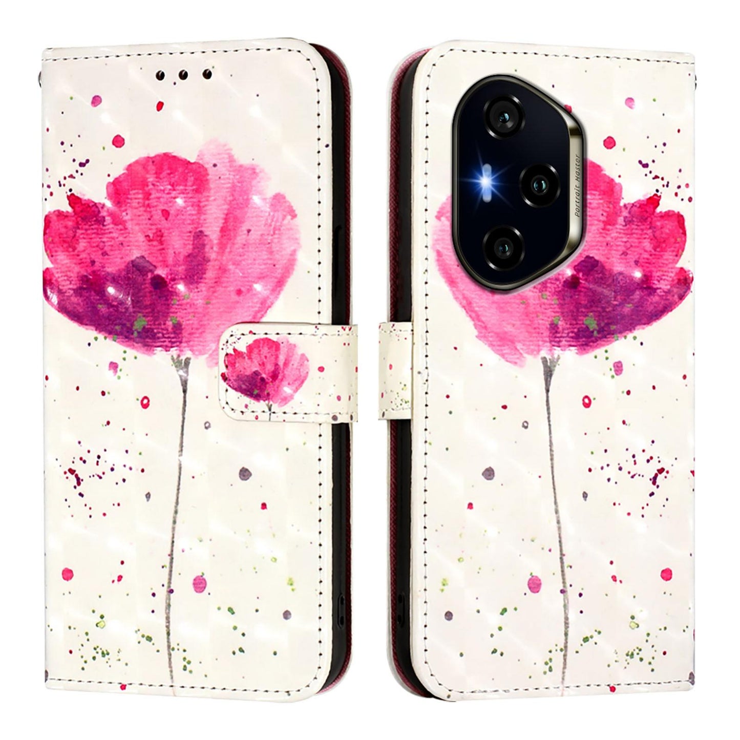 Honor 300 Pro Leather Flip Phone Case with 3D Painted Design, Card Holder, Wallet & Stand Function - Durable Protection & Easy Access