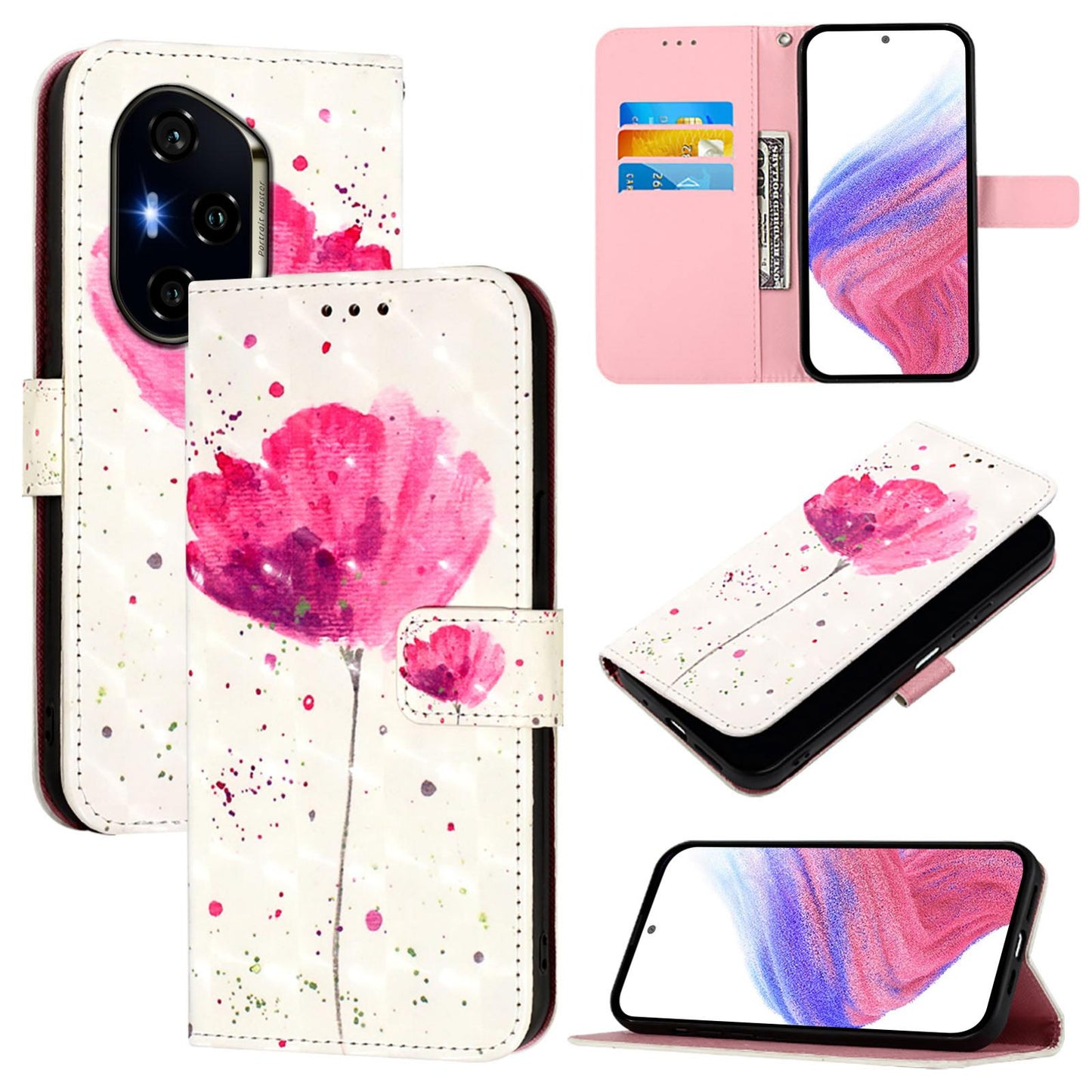 Honor 300 Ultra Leather Flip Phone Case with 3D Painted Design, Card Holder, Wallet & Stand Function - Durable Protection & Easy Access