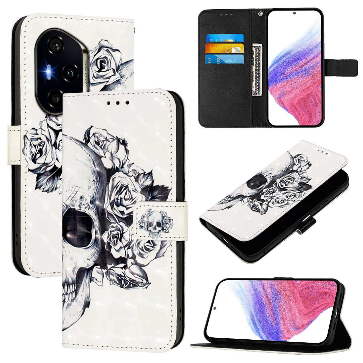 Honor 300 Ultra Leather Flip Phone Case with 3D Painted Design, Card Holder, Wallet & Stand Function - Durable Protection & Easy Access