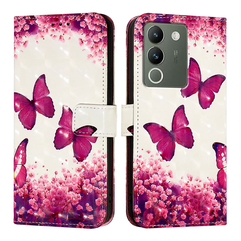 For vivo Y200 Leather Flip Phone Case with 3D Painted Design, Card Holder, Wallet & Stand Function - Durable Protection & Easy Access