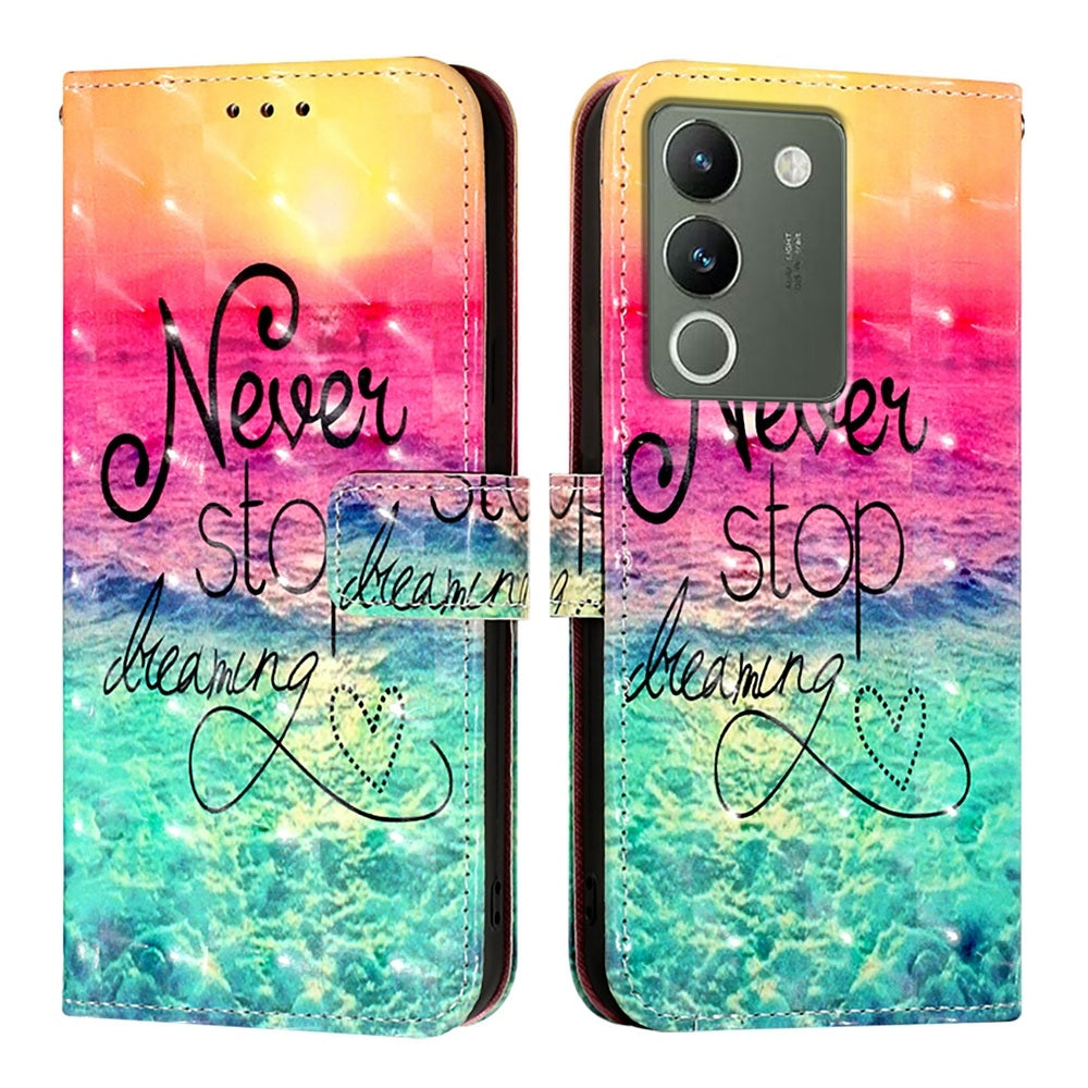 For vivo Y200 Leather Flip Phone Case with 3D Painted Design, Card Holder, Wallet & Stand Function - Durable Protection & Easy Access