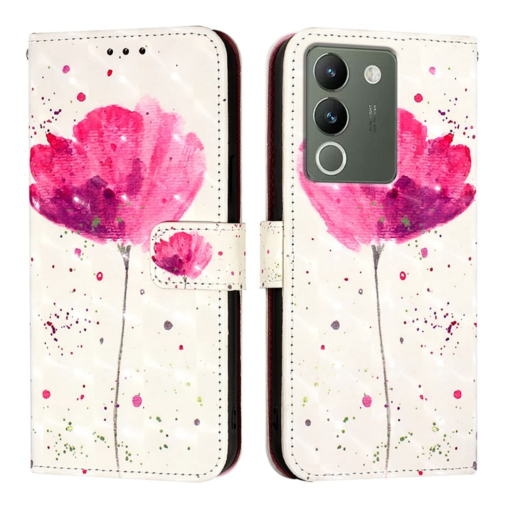 For vivo Y200 Leather Flip Phone Case with 3D Painted Design, Card Holder, Wallet & Stand Function - Durable Protection & Easy Access
