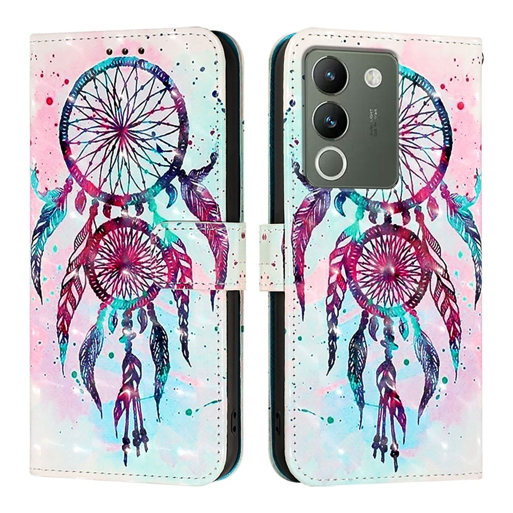 For vivo Y200 Leather Flip Phone Case with 3D Painted Design, Card Holder, Wallet & Stand Function - Durable Protection & Easy Access