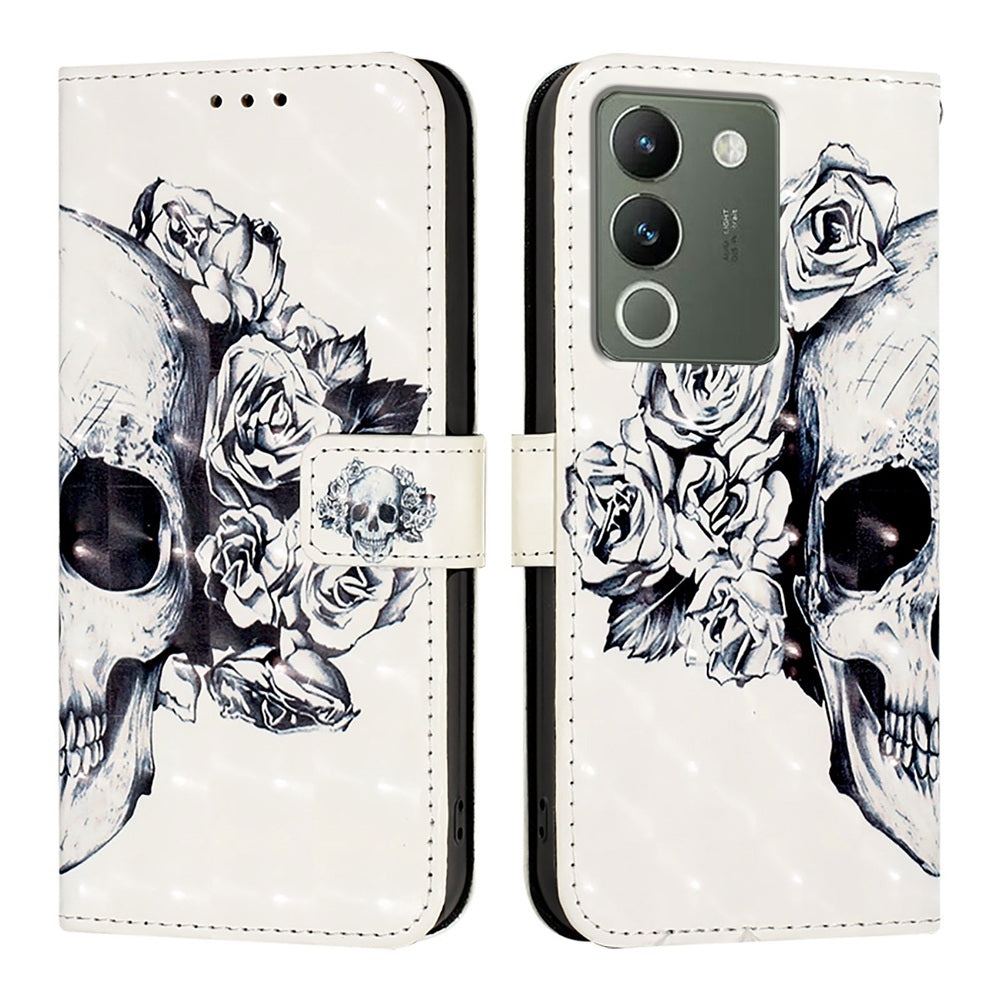 For vivo Y200 Leather Flip Phone Case with 3D Painted Design, Card Holder, Wallet & Stand Function - Durable Protection & Easy Access