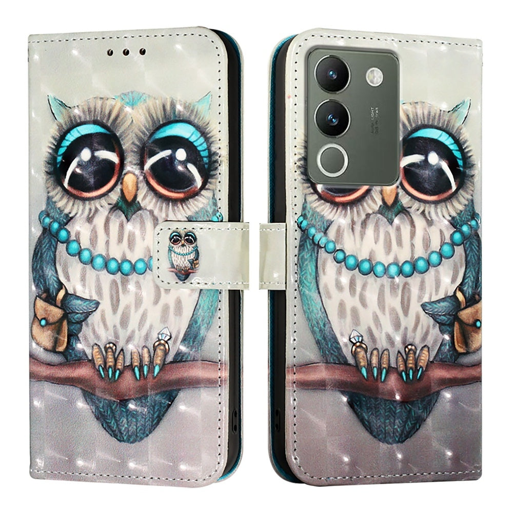 For vivo Y200 Leather Flip Phone Case with 3D Painted Design, Card Holder, Wallet & Stand Function - Durable Protection & Easy Access