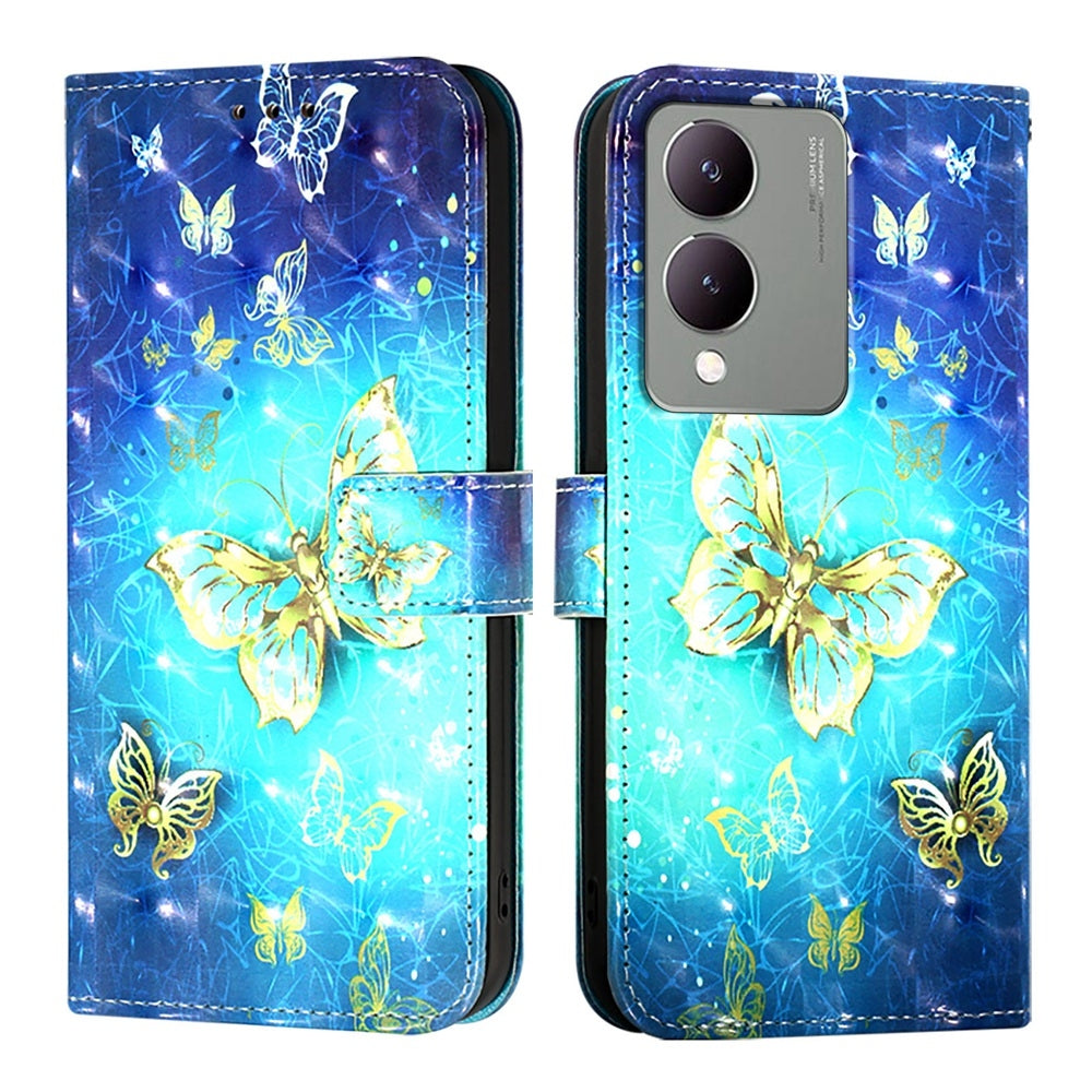 For vivo Y17s 4G Global Leather Flip Phone Case with 3D Painted Design, Card Holder, Wallet & Stand Function - Durable Protection & Easy Access