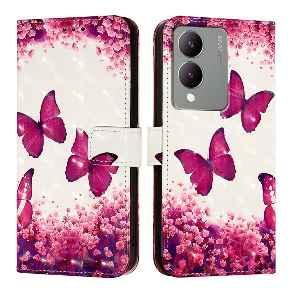 For vivo Y17s 4G Global Leather Flip Phone Case with 3D Painted Design, Card Holder, Wallet & Stand Function - Durable Protection & Easy Access