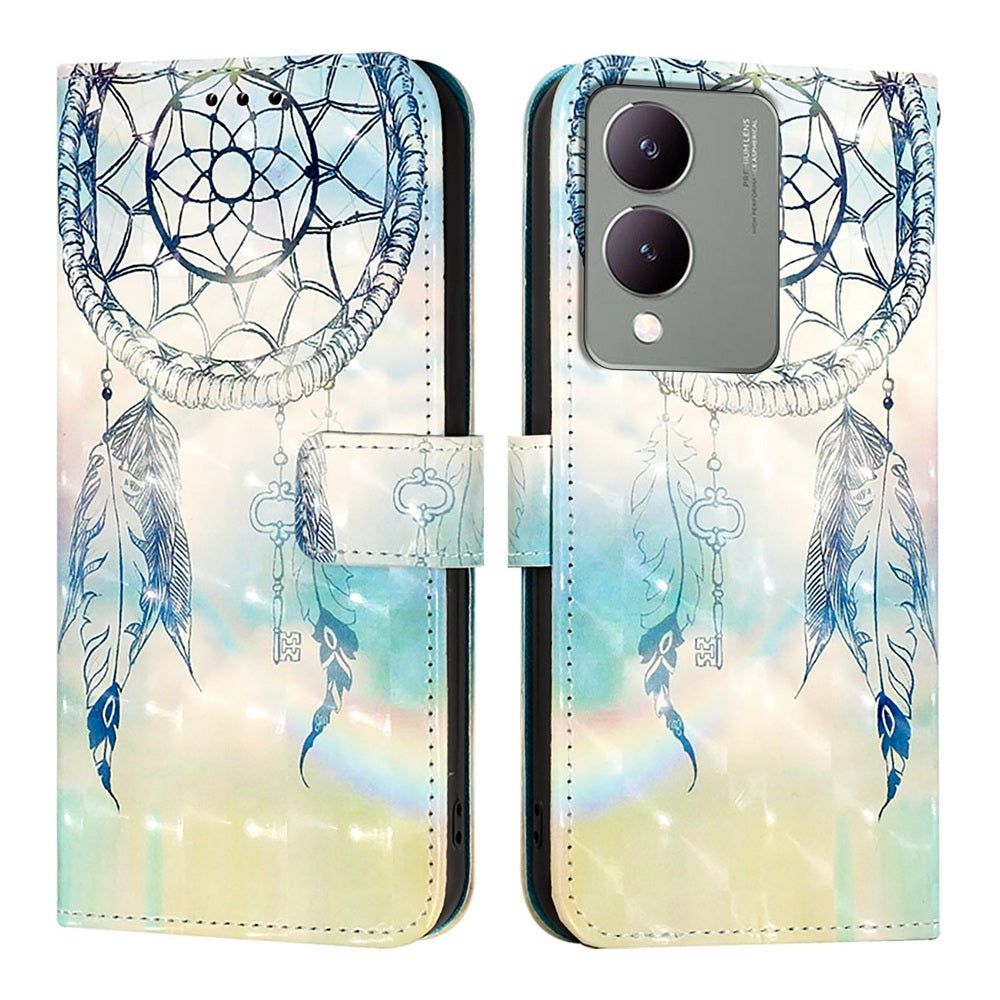 For vivo Y17s 4G Global Leather Flip Phone Case with 3D Painted Design, Card Holder, Wallet & Stand Function - Durable Protection & Easy Access