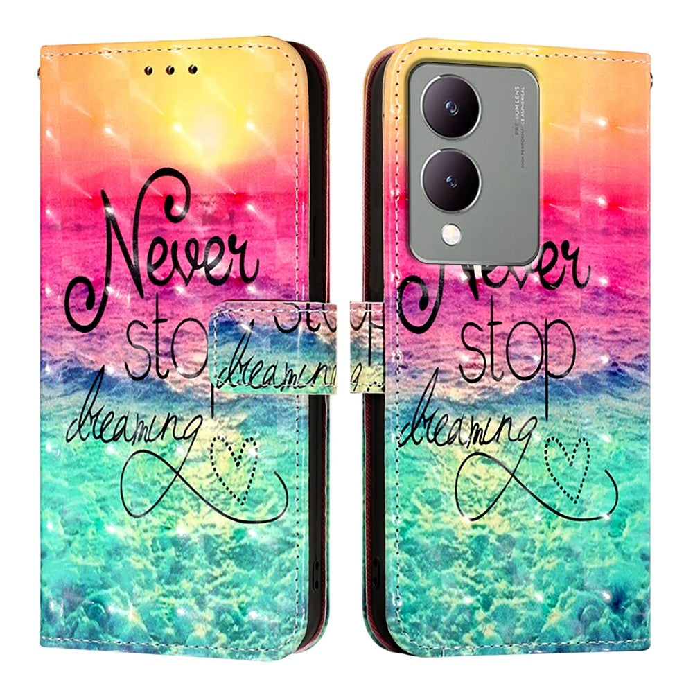 For vivo Y17s 4G Global Leather Flip Phone Case with 3D Painted Design, Card Holder, Wallet & Stand Function - Durable Protection & Easy Access