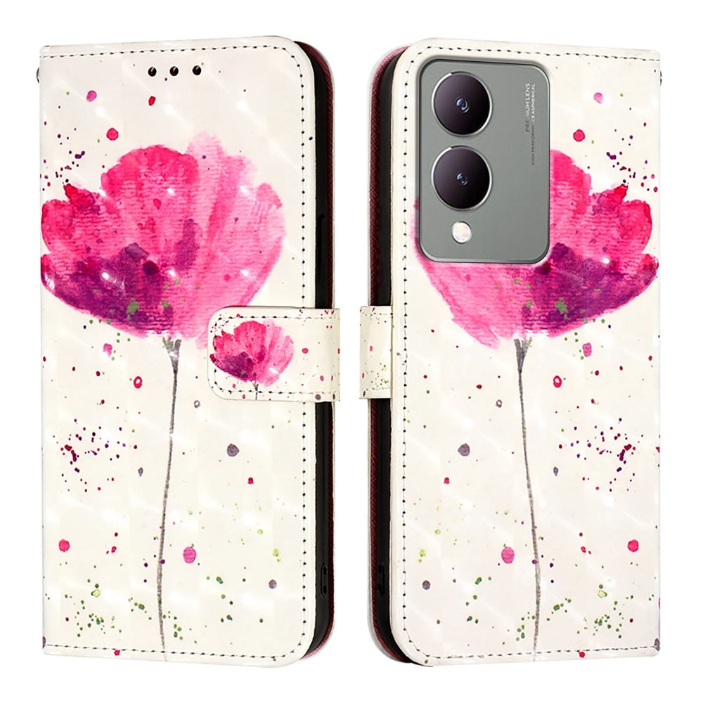 For vivo Y17s 4G Global Leather Flip Phone Case with 3D Painted Design, Card Holder, Wallet & Stand Function - Durable Protection & Easy Access