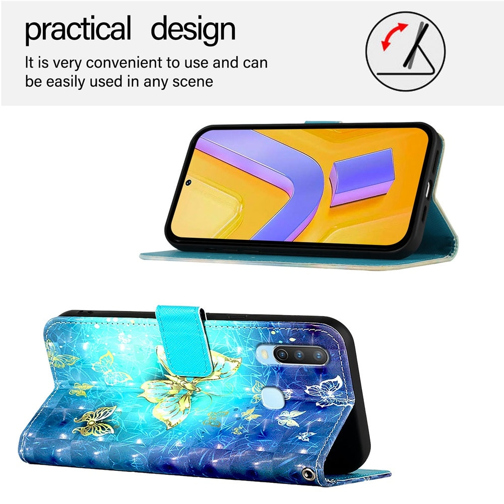For vivo Y17 Leather Flip Phone Case with 3D Painted Design, Card Holder, Wallet & Stand Function - Durable Protection & Easy Access