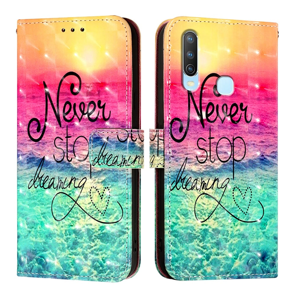 For vivo Y17 Leather Flip Phone Case with 3D Painted Design, Card Holder, Wallet & Stand Function - Durable Protection & Easy Access