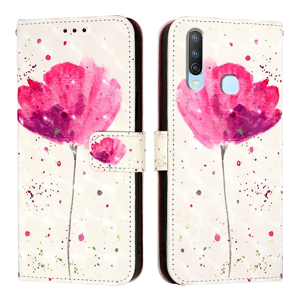 For vivo Y17 Leather Flip Phone Case with 3D Painted Design, Card Holder, Wallet & Stand Function - Durable Protection & Easy Access
