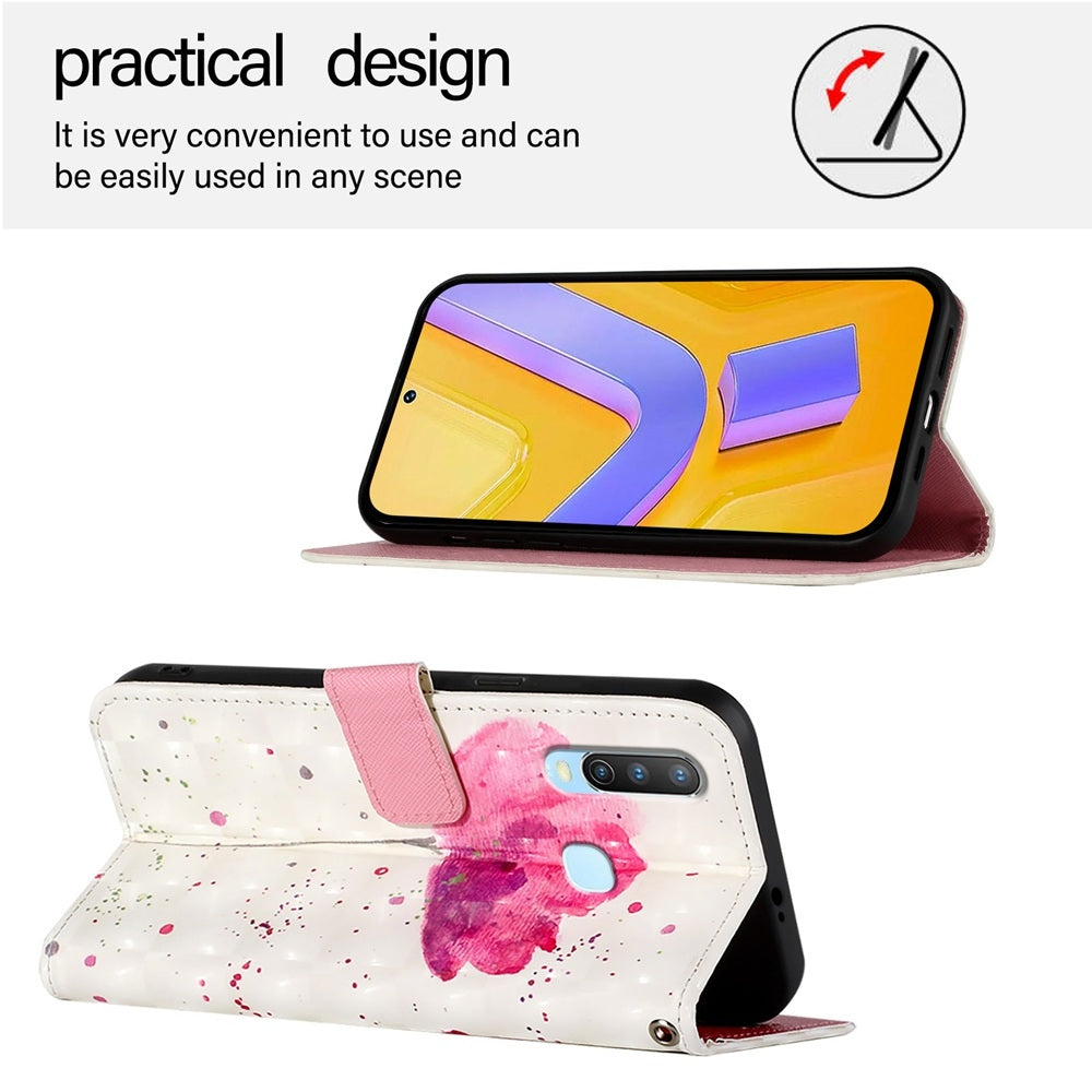 For vivo Y17 Leather Flip Phone Case with 3D Painted Design, Card Holder, Wallet & Stand Function - Durable Protection & Easy Access