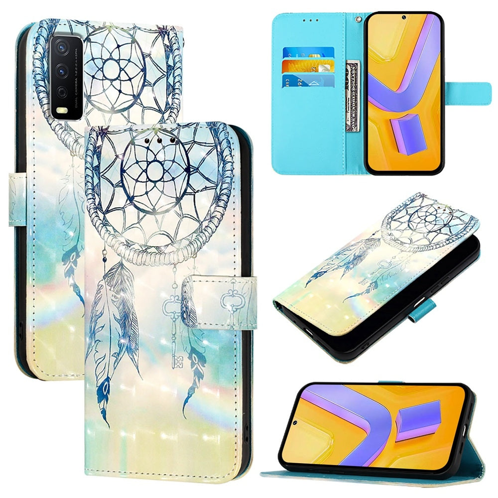 For vivo Y20i Leather Flip Phone Case with 3D Painted Design, Card Holder, Wallet & Stand Function - Durable Protection & Easy Access