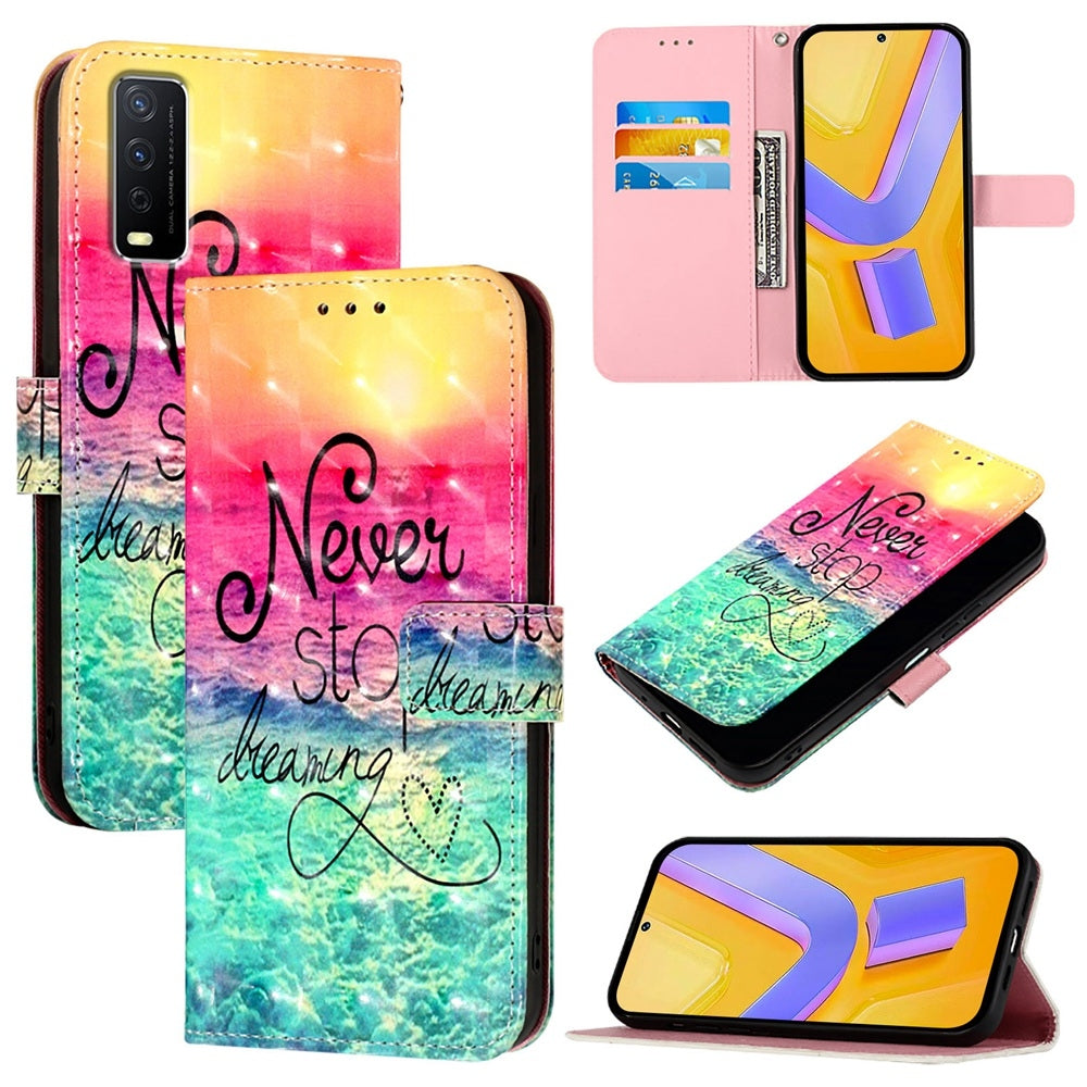 For vivo Y20i Leather Flip Phone Case with 3D Painted Design, Card Holder, Wallet & Stand Function - Durable Protection & Easy Access