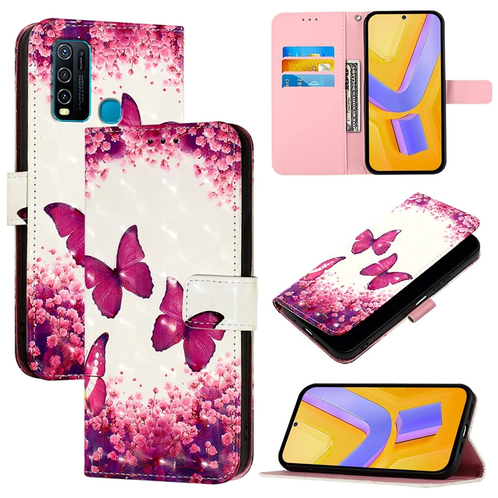 For vivo Y30 4G Global Leather Flip Phone Case with 3D Painted Design, Card Holder, Wallet & Stand Function - Durable Protection & Easy Access