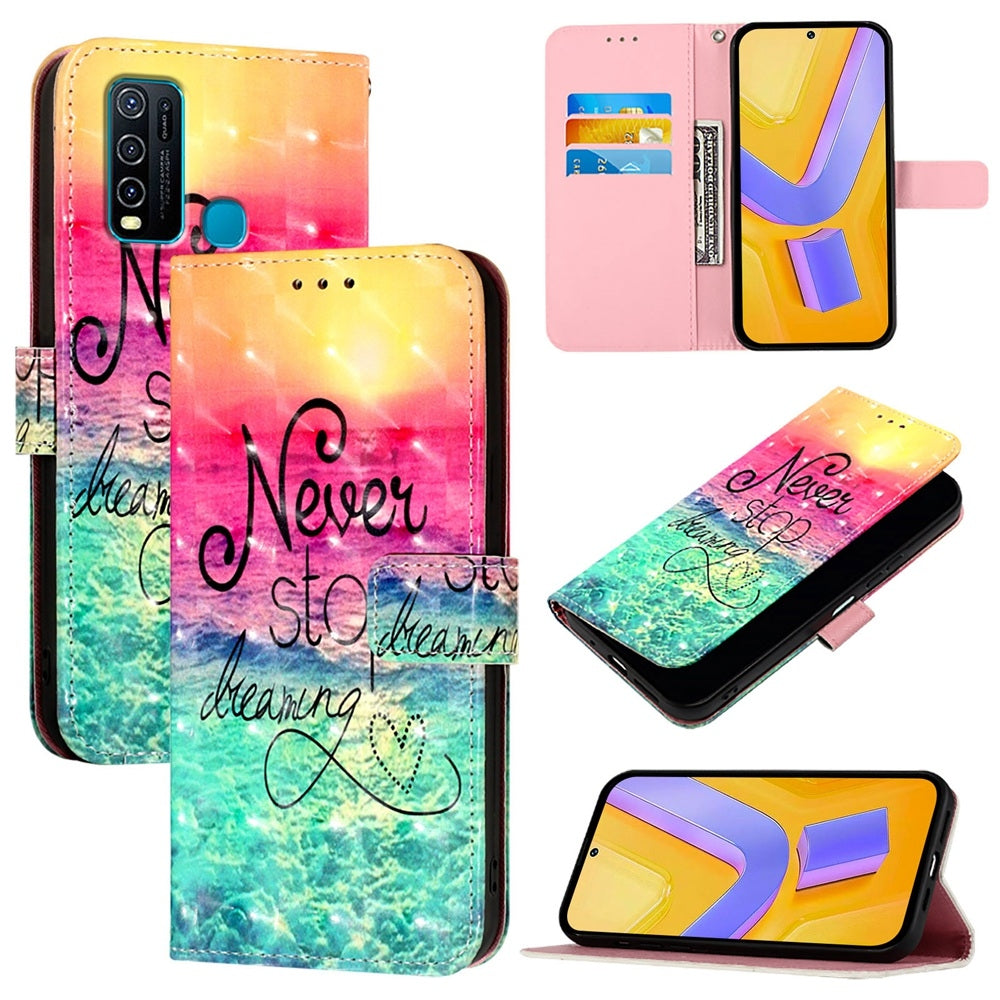 For vivo Y30 4G Global Leather Flip Phone Case with 3D Painted Design, Card Holder, Wallet & Stand Function - Durable Protection & Easy Access