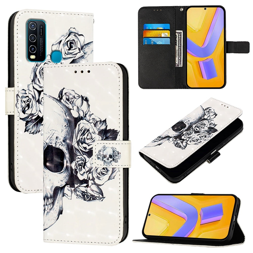 For vivo Y30 4G Global Leather Flip Phone Case with 3D Painted Design, Card Holder, Wallet & Stand Function - Durable Protection & Easy Access