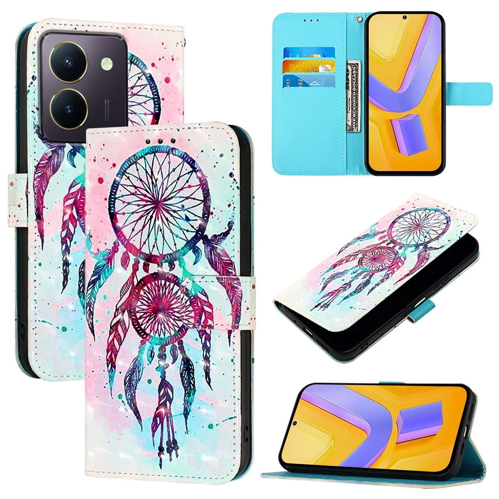 For vivo Y36 4G India Leather Flip Phone Case with 3D Painted Design, Card Holder, Wallet & Stand Function - Durable Protection & Easy Access