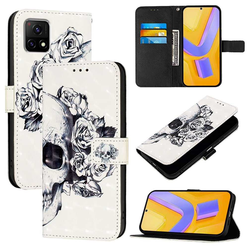 For vivo Y52s Leather Flip Phone Case with 3D Painted Design, Card Holder, Wallet & Stand Function - Durable Protection & Easy Access