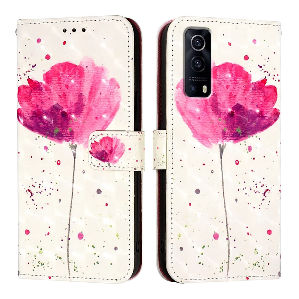 For vivo Y72 5G Leather Flip Phone Case with 3D Painted Design, Card Holder, Wallet & Stand Function - Durable Protection & Easy Access