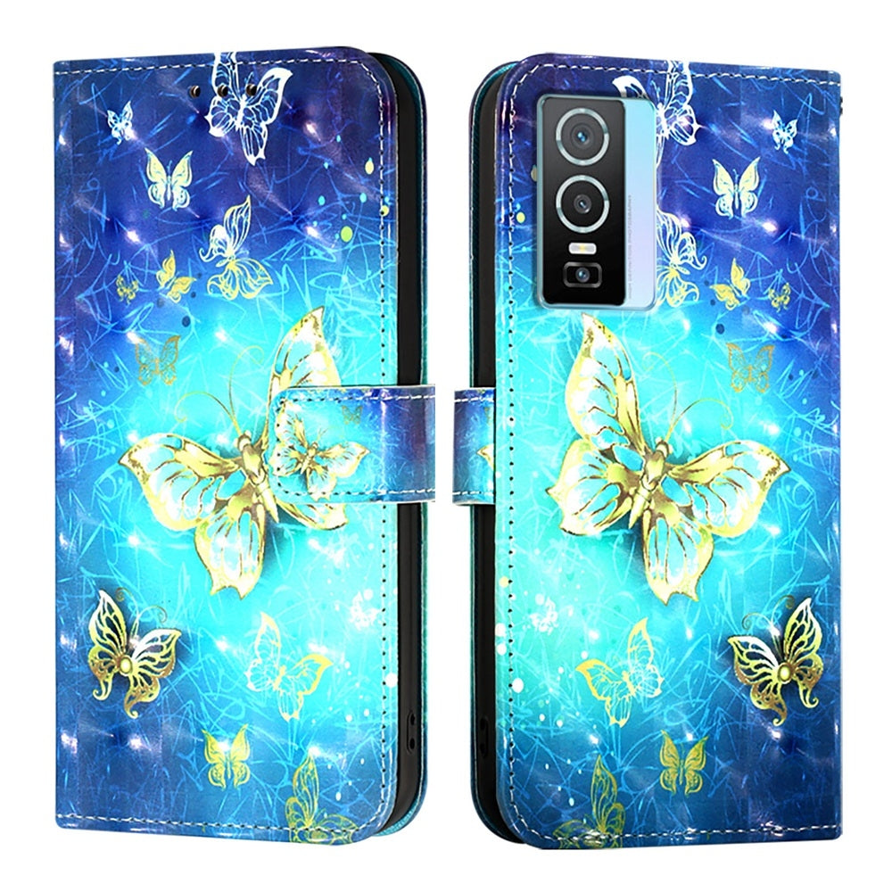 For vivo Y76 5G Leather Flip Phone Case with 3D Painted Design, Card Holder, Wallet & Stand Function - Durable Protection & Easy Access