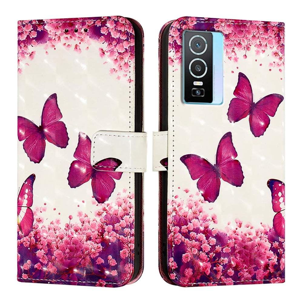 For vivo Y76 5G Leather Flip Phone Case with 3D Painted Design, Card Holder, Wallet & Stand Function - Durable Protection & Easy Access