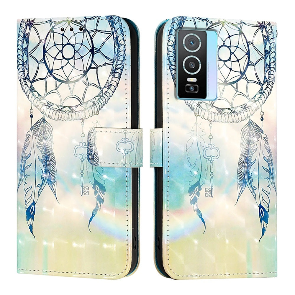 For vivo Y76 5G Leather Flip Phone Case with 3D Painted Design, Card Holder, Wallet & Stand Function - Durable Protection & Easy Access
