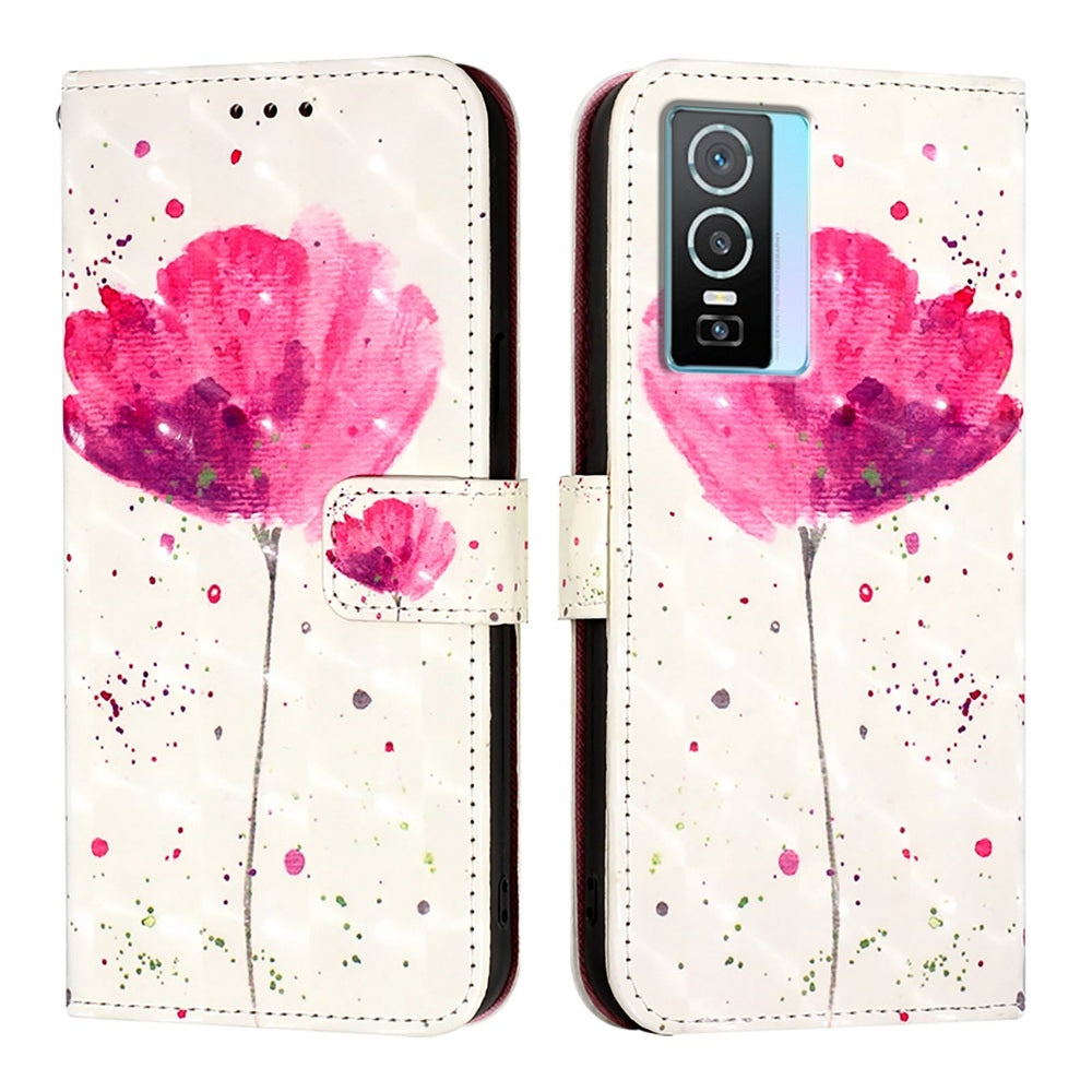 For vivo Y76 5G Leather Flip Phone Case with 3D Painted Design, Card Holder, Wallet & Stand Function - Durable Protection & Easy Access