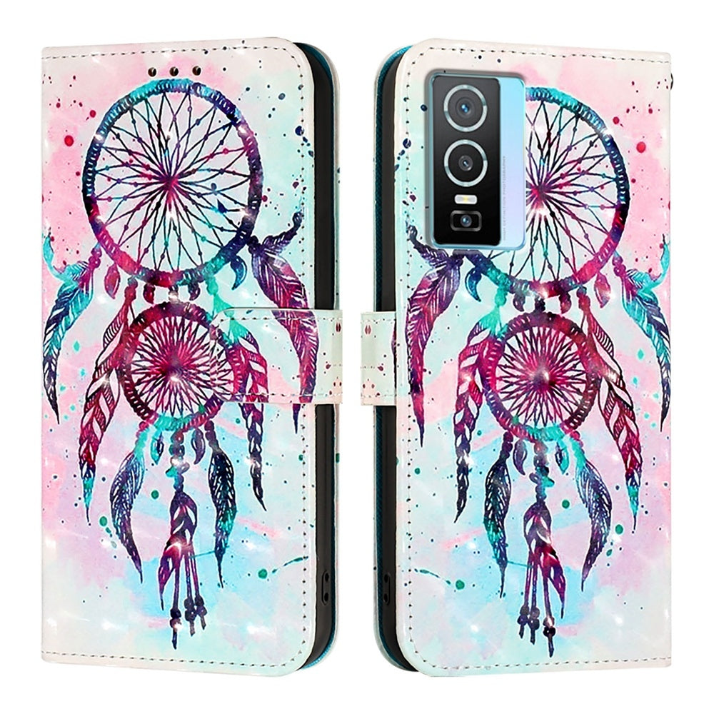 For vivo Y76 5G Leather Flip Phone Case with 3D Painted Design, Card Holder, Wallet & Stand Function - Durable Protection & Easy Access