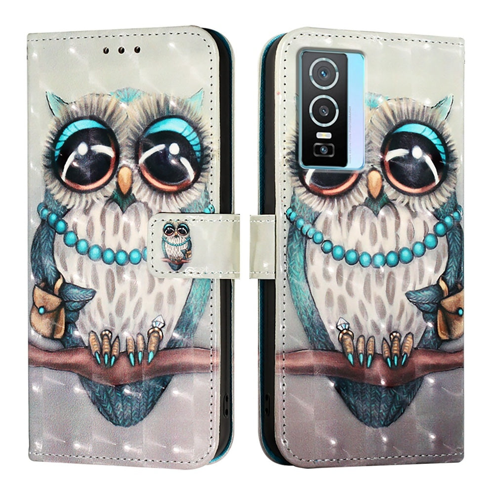 For vivo Y76 5G Leather Flip Phone Case with 3D Painted Design, Card Holder, Wallet & Stand Function - Durable Protection & Easy Access