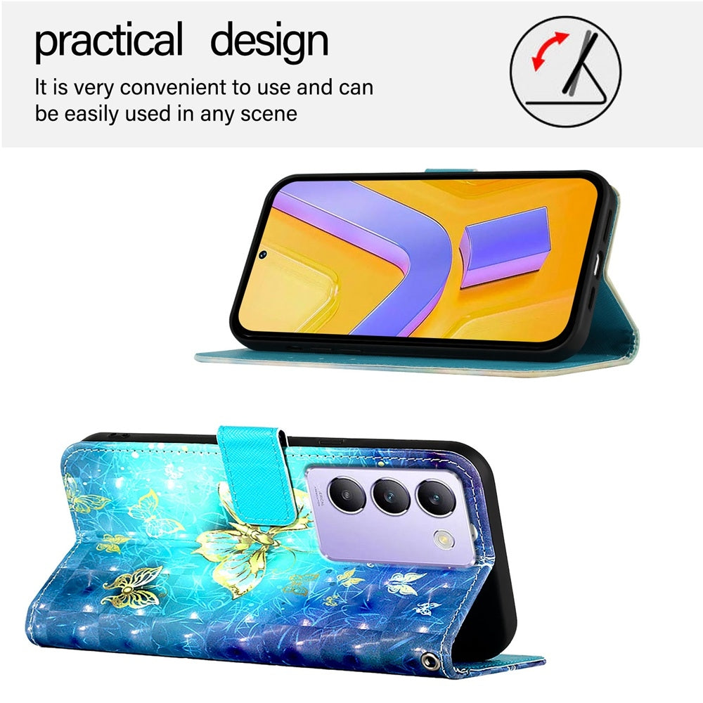 For vivo Y200e 5G Global Leather Flip Phone Case with 3D Painted Design, Card Holder, Wallet & Stand Function - Durable Protection & Easy Access