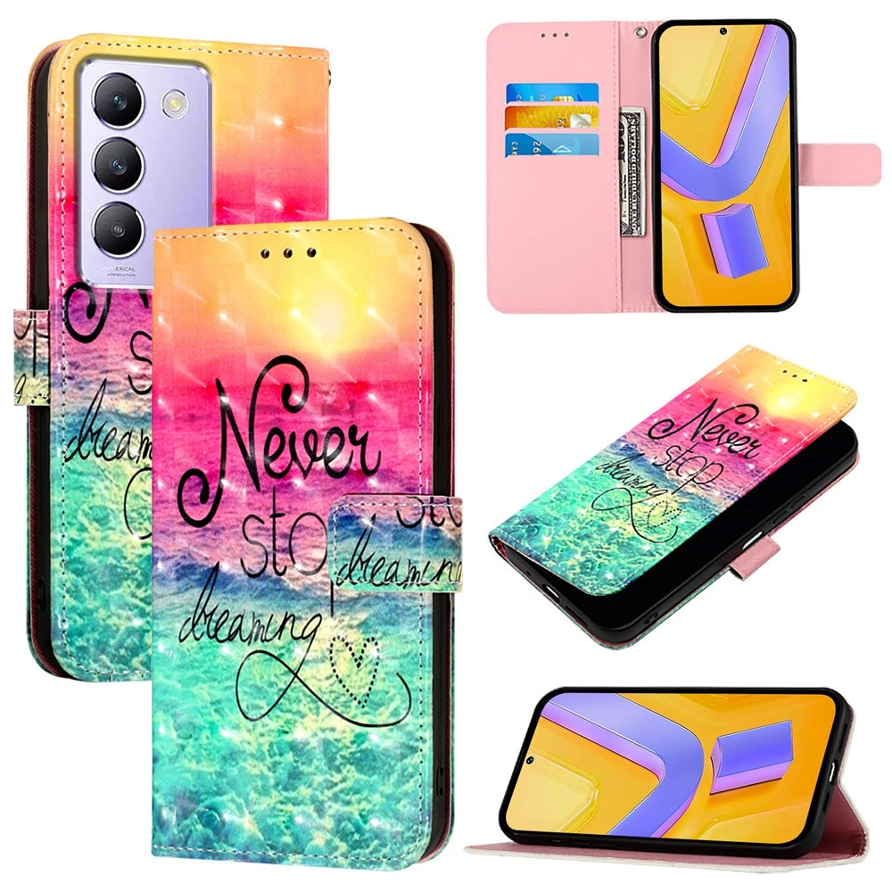 For vivo Y200e 5G Global Leather Flip Phone Case with 3D Painted Design, Card Holder, Wallet & Stand Function - Durable Protection & Easy Access