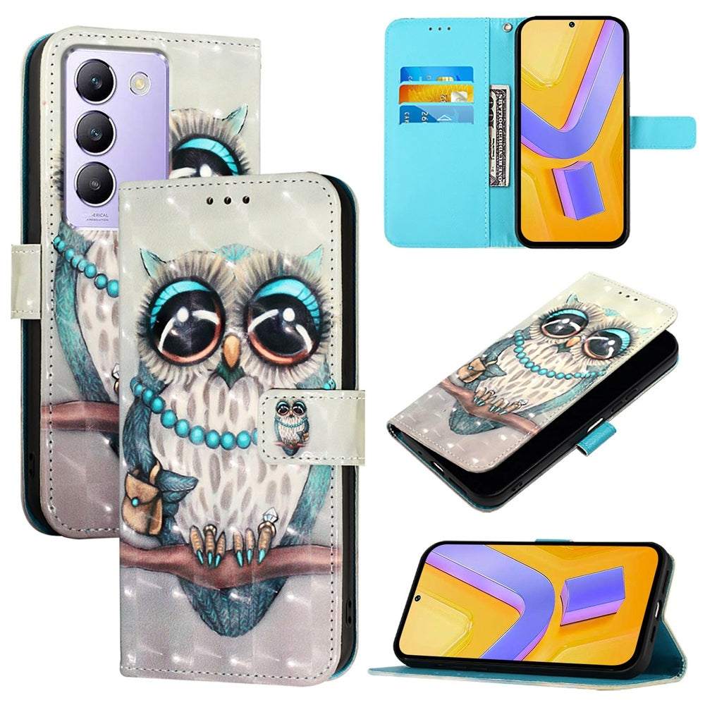 For vivo Y200e 5G Global Leather Flip Phone Case with 3D Painted Design, Card Holder, Wallet & Stand Function - Durable Protection & Easy Access