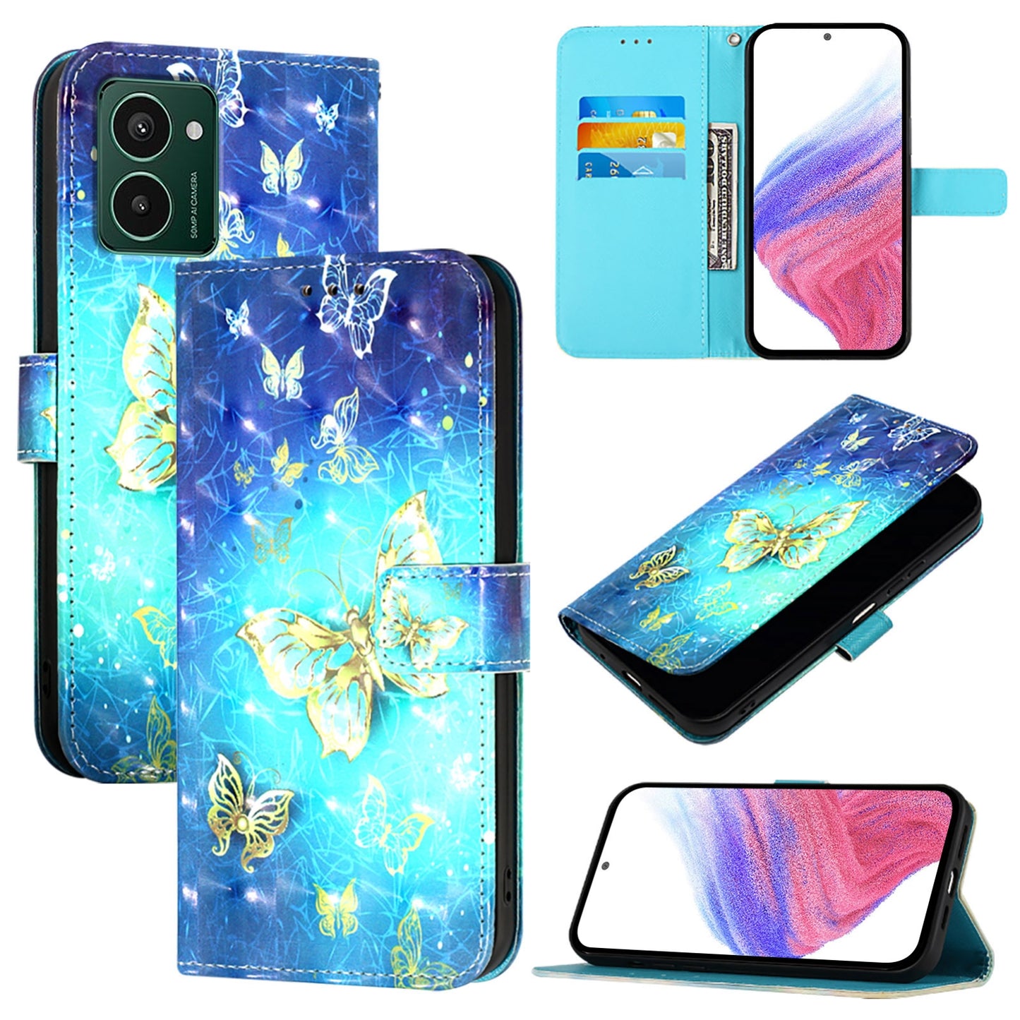 HMD Pulse Pro Leather Flip Phone Case with 3D Painted Design, Card Holder, Wallet & Stand Function - Durable Protection & Easy Access