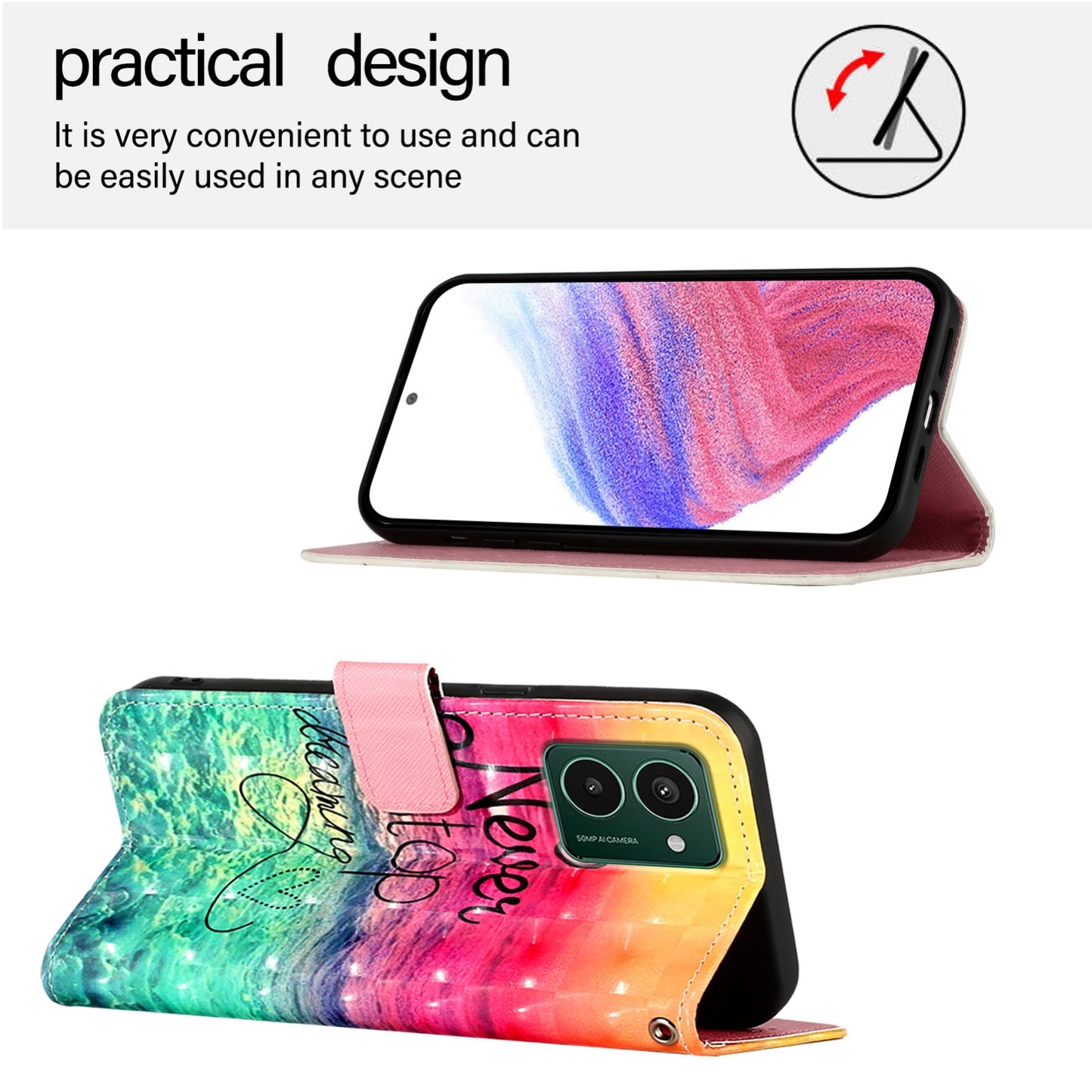 HMD Pulse Pro Leather Flip Phone Case with 3D Painted Design, Card Holder, Wallet & Stand Function - Durable Protection & Easy Access