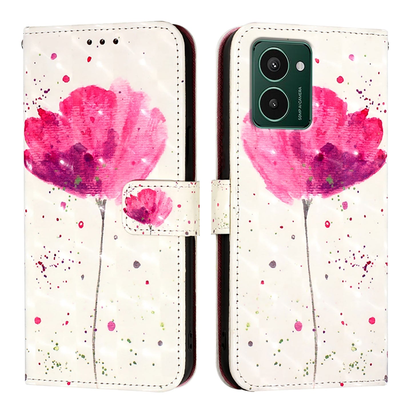 HMD Pulse Pro Leather Flip Phone Case with 3D Painted Design, Card Holder, Wallet & Stand Function - Durable Protection & Easy Access