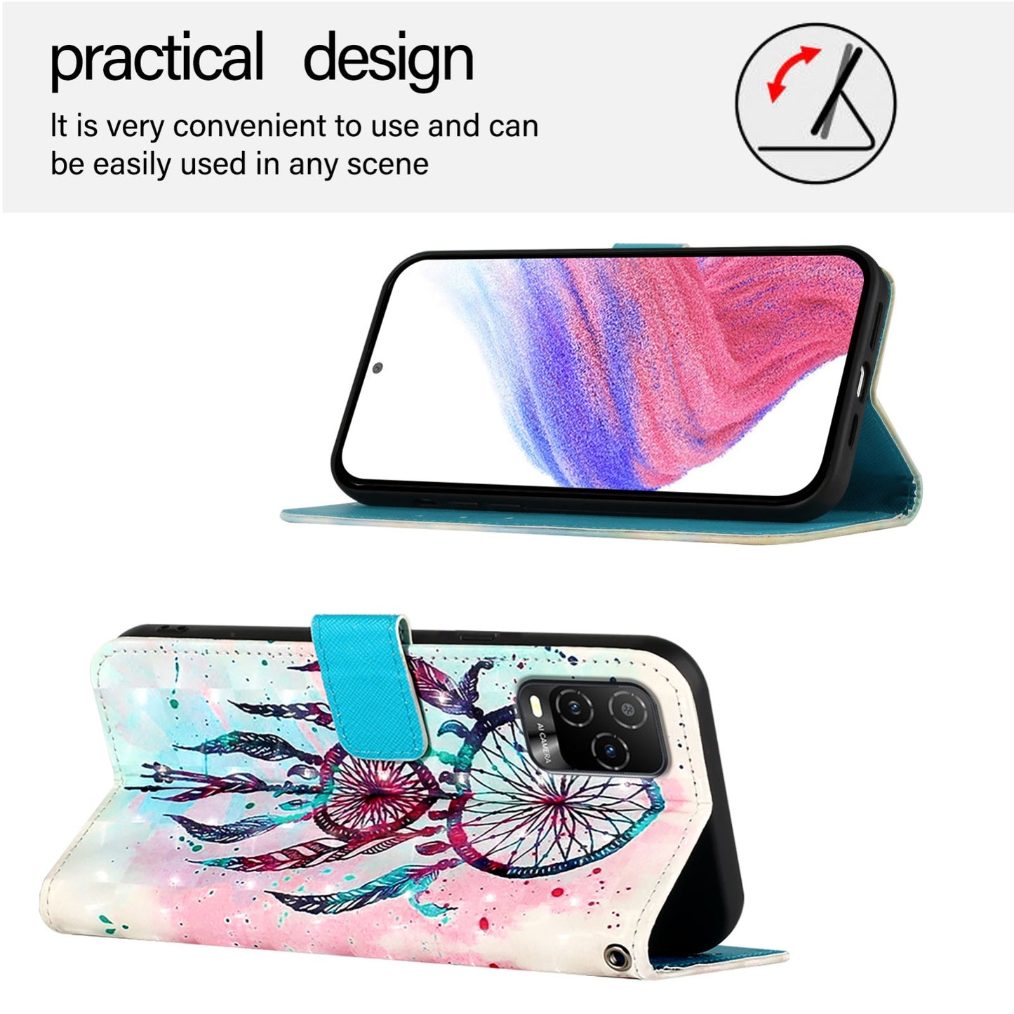 BLU View 5 Pro Leather Flip Phone Case with 3D Painted Design, Card Holder, Wallet & Stand Function - Durable Protection & Easy Access