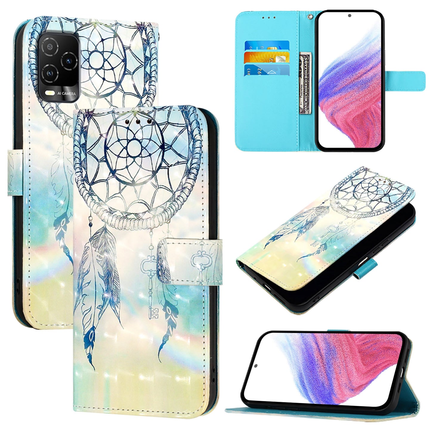 BLU View 5 Pro Leather Flip Phone Case with 3D Painted Design, Card Holder, Wallet & Stand Function - Durable Protection & Easy Access