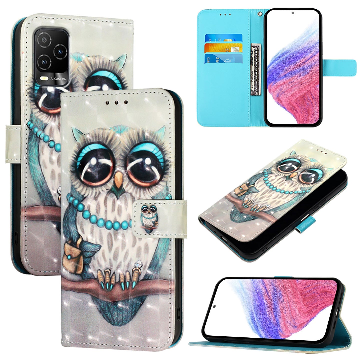 BLU View 5 Pro Leather Flip Phone Case with 3D Painted Design, Card Holder, Wallet & Stand Function - Durable Protection & Easy Access
