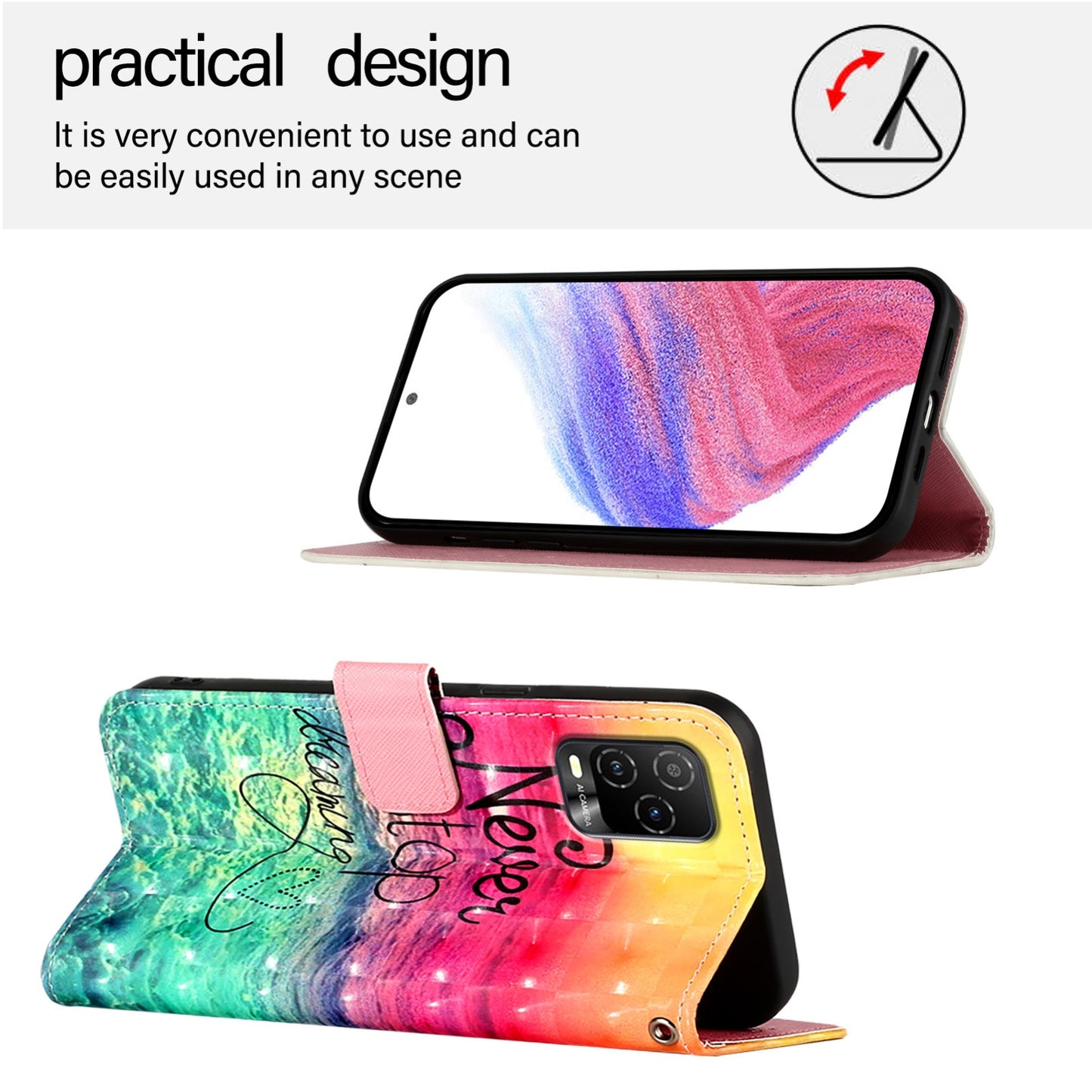BLU View 5 Pro Leather Flip Phone Case with 3D Painted Design, Card Holder, Wallet & Stand Function - Durable Protection & Easy Access
