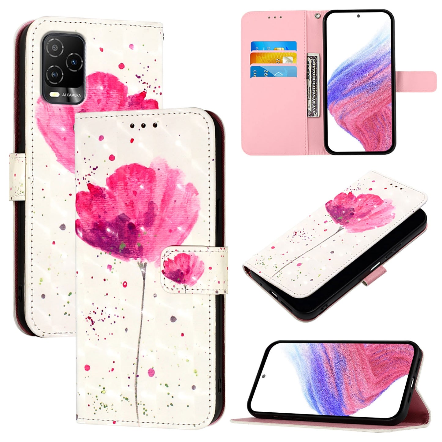 BLU View 5 Pro Leather Flip Phone Case with 3D Painted Design, Card Holder, Wallet & Stand Function - Durable Protection & Easy Access