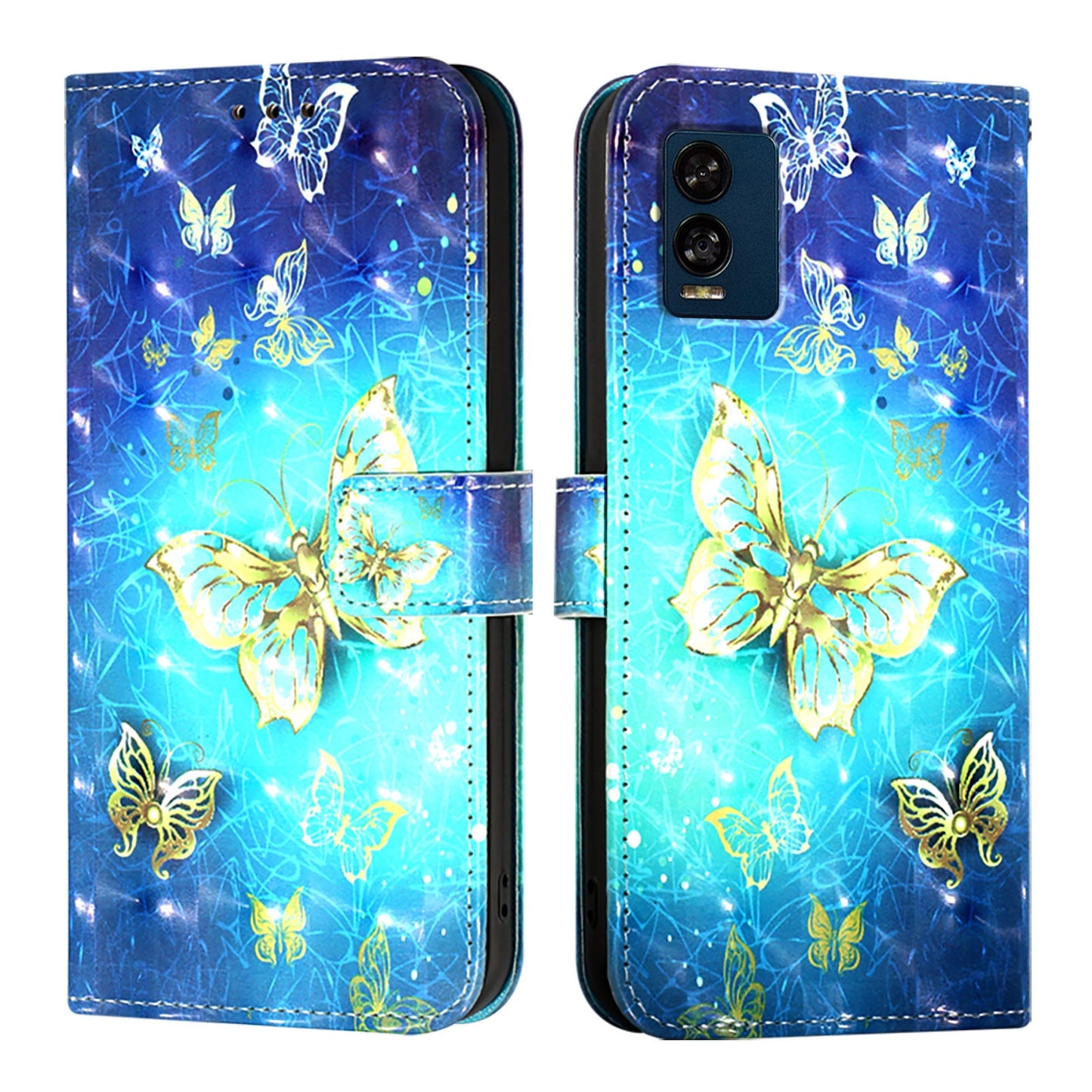 BLU View Speed 5G Leather Flip Phone Case with 3D Painted Design, Card Holder, Wallet & Stand Function - Durable Protection & Easy Access