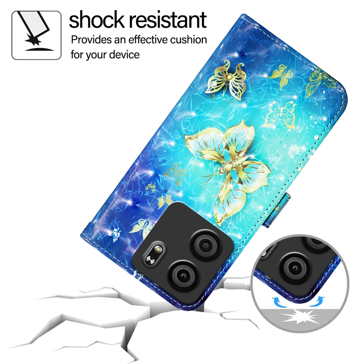 BLU View 5 Leather Flip Phone Case with 3D Painted Design, Card Holder, Wallet & Stand Function - Durable Protection & Easy Access