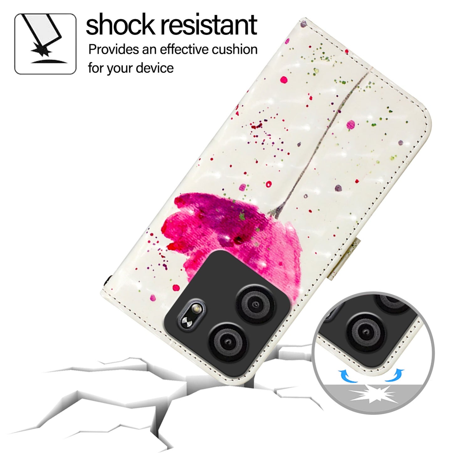 BLU View 5 Leather Flip Phone Case with 3D Painted Design, Card Holder, Wallet & Stand Function - Durable Protection & Easy Access