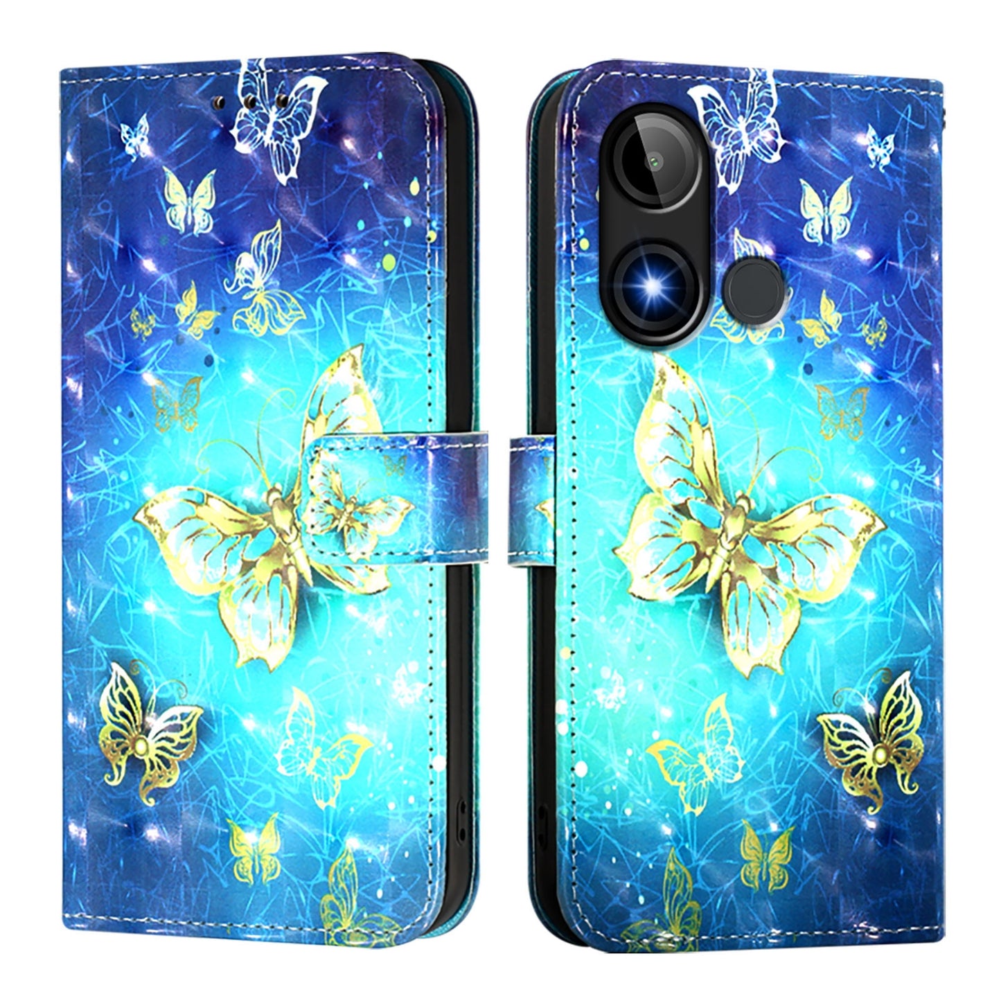 BLU C9 Leather Flip Phone Case with 3D Painted Design, Card Holder, Wallet & Stand Function - Durable Protection & Easy Access